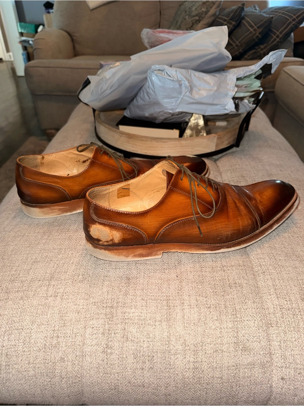 Carrucci Men’s Brown Leather Cap Toe Oxford Dress Shoes Size 13 EU 46 - Picture 4 of 8